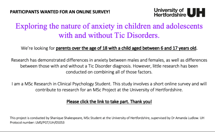 Exploring the nature of anxiety in children and adolescents with and without a Tic disorder