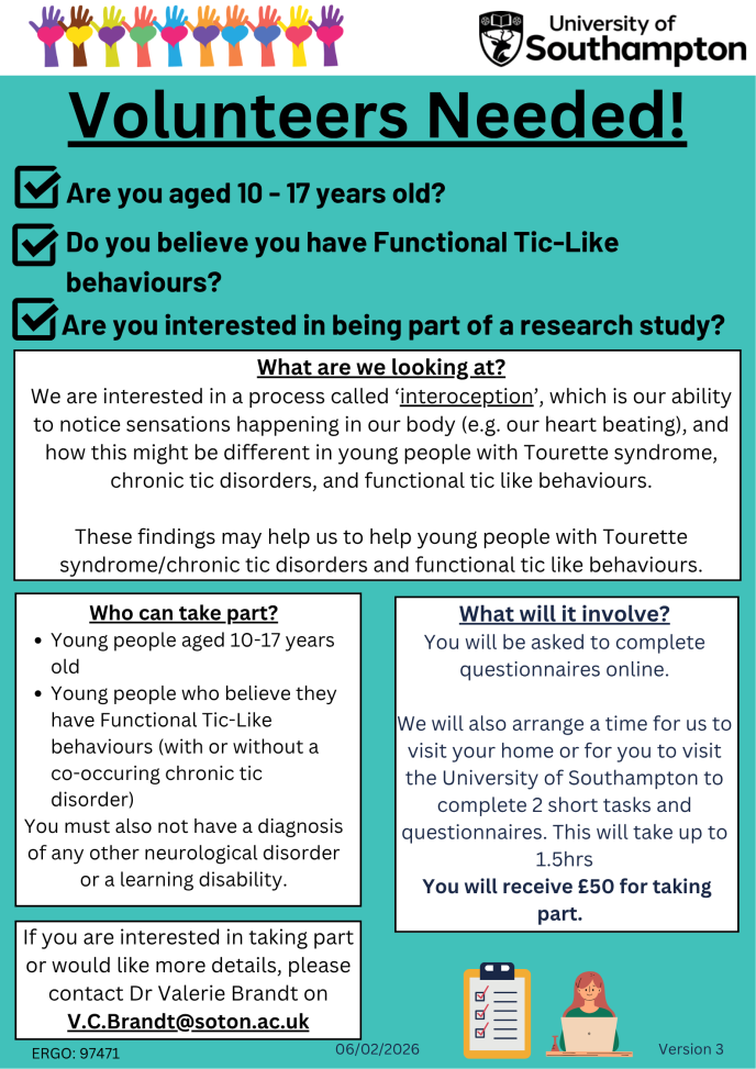 The impact of interoception on tics, anxiety and quality of life in young people with Tourette syndrome/chronic tic disorders and functional tic like behaviours