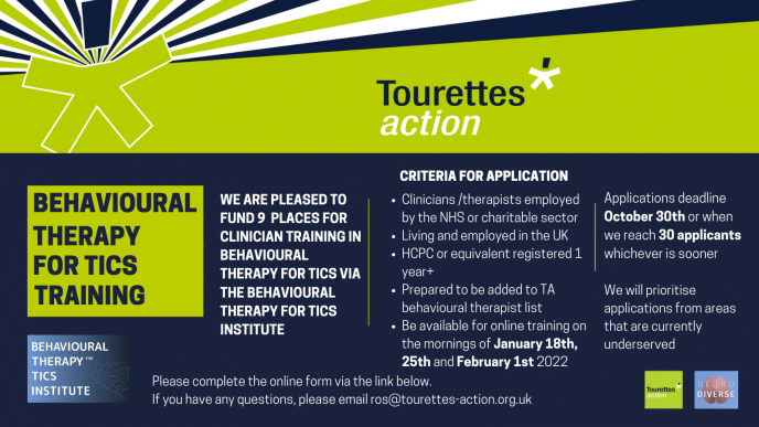 Tourettes Action Behavioural Therapy Training Grant 